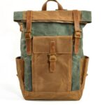 Denver leather backpack and textile Turquoise
