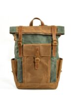 Denver leather backpack and textile Turquoise