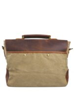 Laptop bag leather and textile Oxford Coffee - Image 2