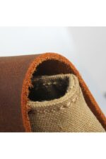 Laptop bag leather and textile Oxford Coffee - Image 4