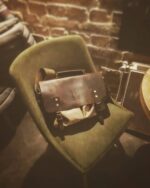 Laptop bag leather and textile Oxford Coffee - Image 6