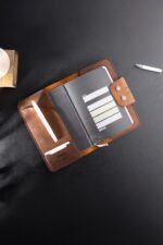 Brown leather journal notebook with engraving personalization