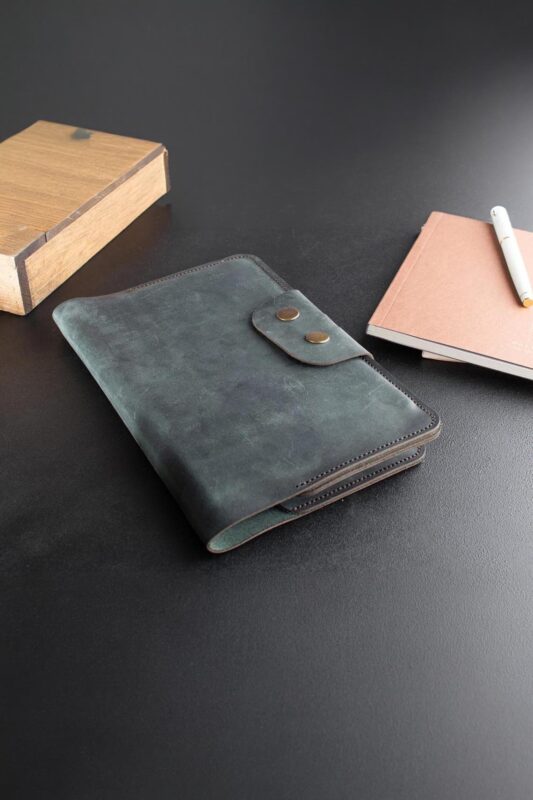 Black leather journal notebook notepad handmade A5 diary