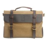 Leather shoulder bag and textile URBAN Cardiff Khaki