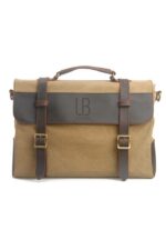 Leather shoulder bag and textile URBAN Cardiff Khaki