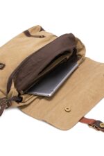 Leather shoulder bag and textile URBAN Cardiff Coffee - Image 3