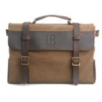 Leather shoulder bag and textile URBAN Cardiff Coffee