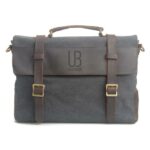 Leather shoulder bag and textile URBAN Cardiff Grey