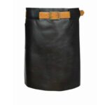 Long waist leather apron in black – front view by Genuine Strap