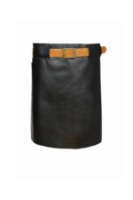 Long waist leather apron in black – front view by Genuine Strap