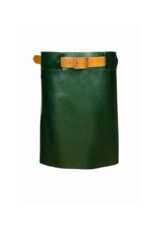 Long waist leather apron in green – front view