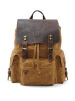 Mantova leather backpack and textile Brown