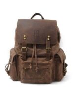 Mantova leather backpack and textile Coffee