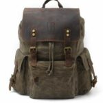 Mantova leather backpack and textile Green