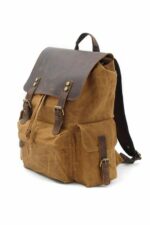 Mantova leather backpack and textile Coffee - Image 6