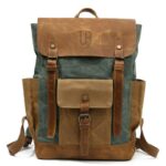 Memphis leather backpack and textile Green
