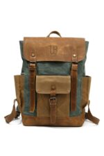 Memphis leather backpack and textile Green