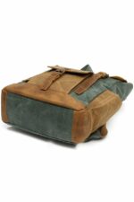 Memphis leather backpack and textile Green - Image 4