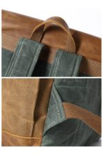 Memphis leather backpack and textile Green - Image 6