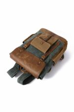 Memphis leather backpack and textile Coffee - Image 7