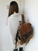 Memphis leather backpack and textile Green - Image 8