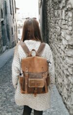 Memphis leather backpack and textile Grey - Image 9