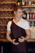 One strap leather apron flat lay – showing full dimensions and leather texture