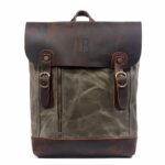 Osaka Green Natural leather and waxed textile backpack