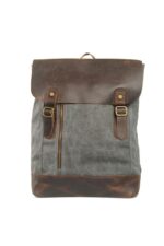 Osaka Grey Natural leather and waxed textile backpack