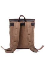 Osaka Grey Natural leather and waxed textile backpack - Image 3