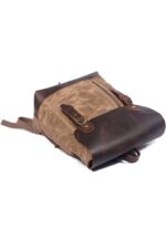 Osaka Grey Natural leather and waxed textile backpack - Image 4