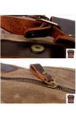 Osaka Green Natural leather and waxed textile backpack - Image 5
