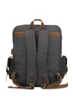 Leather and waxed canvas backpack URBAN BAG Oslo Grey - Image 2