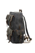 Leather and waxed canvas backpack URBAN BAG Oslo Grey - Image 3