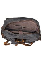 Leather and waxed canvas backpack URBAN BAG Oslo Grey - Image 5