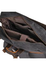 Leather and waxed canvas backpack URBAN BAG Oslo Grey - Image 4