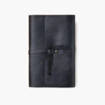 Black Leather Book Sleeve – Handcrafted Full-Grain Leather Book Cover for A5 Notebooks