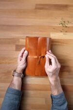 Brown Leather Book Sleeve Closed View – Genuine Leather A5 Book Sleeve