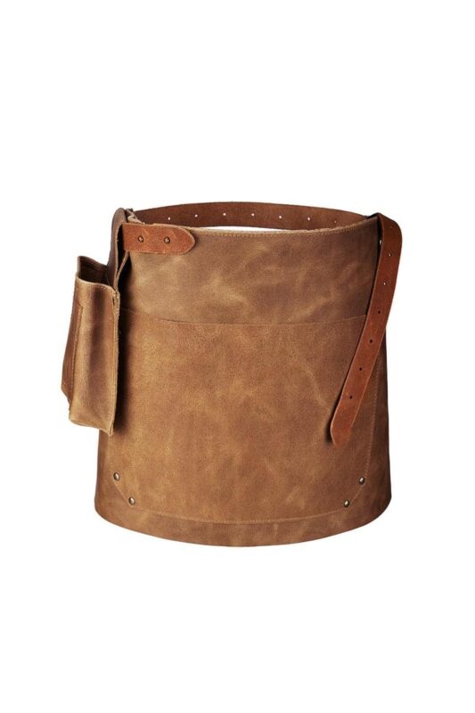 Short waist leather apron in light brown – front view by Genuine Strap