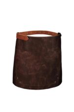 Short waist leather apron in vintage brown – front view