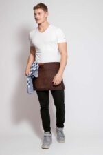 Short waist leather apron vintage – detail view showing buckle and pocket