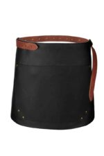 Short waist leather apron in black – front view