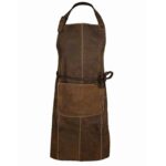 Suede leather apron in dark brown – front view with front pocket by Genuine Strap