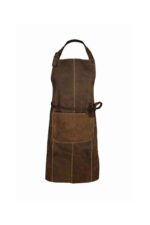 Suede leather apron in dark brown – front view with front pocket by Genuine Strap