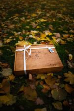 Wood Album Box Medium open view showing interior compartment