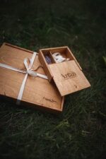 Wood Album Box Medium with engraving - custom wooden photo album storage