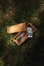 Wood USB box cotton with USB stick and cotton flower inside wedding gift packaging