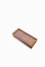 Wood USB box cotton top view showing compartments and decorative cotton flower
