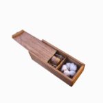 Wood USB box cotton side view showing pine wood grain and sliding lid detail