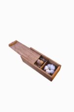 Wood USB box cotton side view showing pine wood grain and sliding lid detail